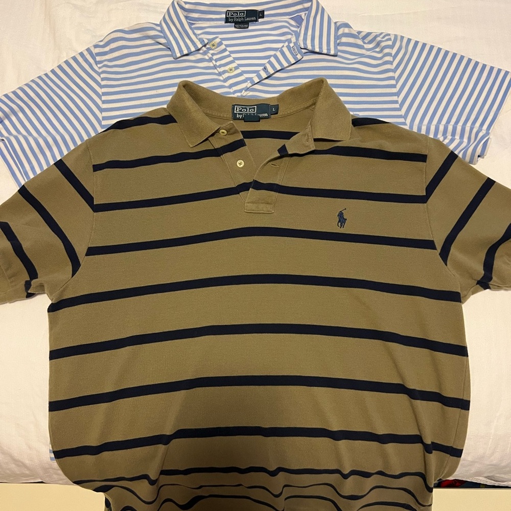 Two men’s Polo shirts size large